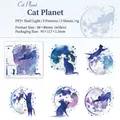 Cat Planet PET stickers with shell light effect for journal decoration, 5 sheets pack - Cat Planet