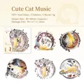 Cute cat music themed PET stickers with shell light finish for journaling decoration - Cute Cat Music