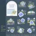 Adesivi in PET con rose blu e finitura in oro laser variante blu profondo - Blu Mare Profondo
