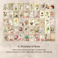 Set di 100 fogli di carta scrapbooking vintage con disegni botanici retrò - Promessa di rosa