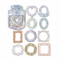 Marcos de papel decorativos huecos serie cristalería vintage azul para scrapbooking 20 uds - Cinta y sombra