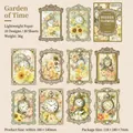Autocollants décoratifs vintage thème jardin avec motifs d'horloges et fleurs - Jardin du Temps