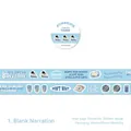 Vintage blue washi tape with cake and retro phone illustrations, 15mm x 3m roll size - Blank Flashback