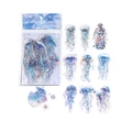 Set di 24 adesivi PET meduse olografiche con dettagli laser oro e disegni oceanici - Medusa Luna di Mare