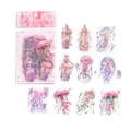 Red Moon Jellyfish PET stickers set with 30 laser gold holographic pieces for DIY journaling - Red Moon Jellyfish
