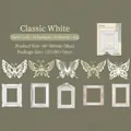 Europäische Vintage Hohlkarten in Weiß mit Schmetterlings- und Rahmenmotiven, 20 Stück - Klassisches Weiß