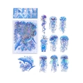 Holographic jellyfish stickers set with shimmering ocean blue jellyfish and dolphin patterns - Silver Coin Jellyfish