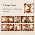 Vintage floral junk journal paper set with 10 flower border designs, 50 sheets pack - Beauty Flower Sea