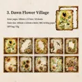 Vintage sunflower floral decorative paper for journaling 100x117mm 50 sheets set - Morning Glow Flower Dock