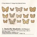 Retro butterfly shape kraft paper stickers with vintage text for DIY scrapbooking 45pcs - Butterfly Shadow