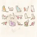 Retro cat-shaped scrapbook stickers with vintage floral patterns on 120g white kraft paper - Cat's Thoughts