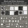 Retro black and white scrapbooking set with 60 pieces of lace and floral paper stickers - Black and White Memories