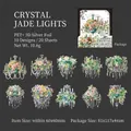 Florale PET-Aufkleber mit Silber-Heißprägung für DIY-Scrapbooking, 20-teiliges Vintage-Pack - Kristallgrüne Lampe