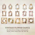 Vintage PET floral border sticker set with 15 retro aesthetic designs for DIY scrapbooks - Nostalgic Flower Dance