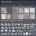 Blue Dream vintage scrapbooking kit with 60 sheets of retro butterfly and floral stickers - Blue Dream