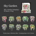 Green hanging plant PET stickers with silver foil finish in Hanging Garden series - Hanging Garden