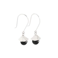 Minimalist S925 sterling silver drop earrings featuring geometric black onyx flower design - 925 Silver / Black Agate Drop Style (ES310)