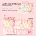 Coffret carte papillon 3D Mer de Fleurs Douces avec enveloppe rose et 3 autocollants - Mer de Fleurs Douce