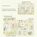 Coffret carte de voeux papillon 3D vert clair et beige avec enveloppe et autocollants - Vert Lait de la Mi-été