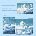Moonlight Among The Clouds hollow butterfly greeting card set with blue starry sky envelope - Moonlight in Clouds
