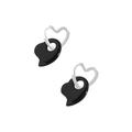 Minimalist S925 silver heart earrings with black agate stone in a modern geometric style - 925 Silver / ES319-White Gold