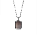 Collier flacon parfum agate grise vintage avec chaîne trombone en argent S925 - Argent 925 / Argent Antique