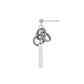 S925 sterling silver drop earrings with snake skin textured rings and polished vertical bar - Retro Silver (ES324)