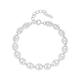 Elegant S925 sterling silver pig nose link chain bracelet with polished finish for women - Silver