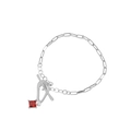 Pulsera de plata de ley S925 con circón rojo y cierre de barra T con diseño elegante - Plata 925 / Pulsera de Piedra Roja