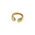 Anillo abierto de plata S925 con diseño fluido dorado pulido para mujer, estilo moderno - Plata 925 / Color Oro de 18K(ES330-Oro 18K)