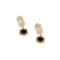 Vintage palace style S925 silver earrings with gold finish and blue zircon stones - 925 Silver / ES322-18K Gold Color