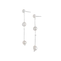 Elegant S925 silver drop earrings with white baroque pearls on delicate long chain - 925 Silver / White Gold