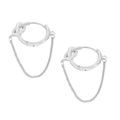 Boucles d'oreilles nœud en argent S925 avec longue chaîne pendante pour femme - ES353-Or Blanc