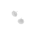 Orecchini minimalisti a perno in argento S925 con design a conchiglia su sfondo bianco neutro - Argento 925 / Oro Bianco