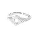 S925 Sterlingsilber geometrischer offener Ring mit mikrobesetztem weißem Zirkon - US 13 / Weiß (Silber)