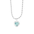 Collana a sfere in argento S925 con ciondolo a cuore in zircone blu chiaro - Argento 925 / Azzurro