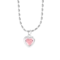 Collana minimalista in argento S925 con ciondolo a cuore in zircone rosa e catena a sfere - Argento 925 / Rosa