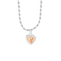 Collana in argento S925 minimalista con zircone champagne a cuore e catena a sfere sottile - Argento 925 / Arancione