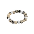 Anello elastico in argento S925 con perle di marmo e sfere di metallo lucido - US 13 / Diaspro Leopardo