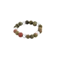 Anello di perle in argento S925 con diaspore verde e perline di pietra rosso-marrone - US 13 / Unakite