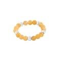 Anello elastico con perline gialle traslucide e perline in argento sterling S925 - US 13 / Topazio