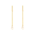 Boucles d'oreilles minimalistes en barre dorée avec pendentifs perles blanches - Or 18K