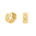 Minimalist gold S925 sterling silver hoop earrings with quilted diamond pattern - 925 Silver / 18K Gold