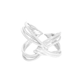 Anello aperto multistrato in argento sterling S925 con nodo intrecciato da donna - Aperto Regolabile / Oro Bianco