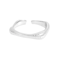 Anello aperto in argento sterling S925 con trama di lava opaca ed irregolare - US 13 / Oro Bianco
