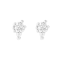 S925 sterling silver ball cluster stud earrings with a glossy liquid geometric texture - ES397 Cluster Stud Earrings / White Gold