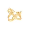 Anello nodo minimalista in argento S925 dorato con design incrociato aperto regolabile - Aperto Regolabile / Oro 18K