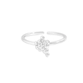 Minimalist S925 sterling silver open ring with unique liquid-textured grape bead design - Size 13 (Adjustable) / JZ671 Adjustable Bubble Ring / White Gold