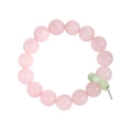 Armband aus rosa Rosenquarz-Perlen mit grünen Achat-Akzenten und Silberanhänger auf Weiß - 925er Silber / Rosa Achat Armband