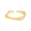 Anello in argento S925 con trama fluida opaca dorata e design irregolare minimalista - US 13 / Oro 18K